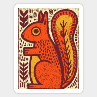 Autumn Squirrel | The Nut Gatherer Folk Art Magnet